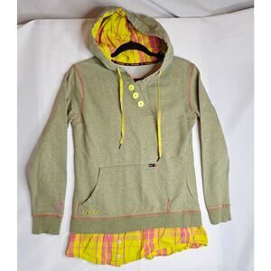 Nomis Vintage S Y2K Hoodie Pullover W yellow plaids accents. Rare. WellLoved Fun